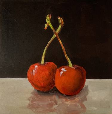 First cherries of this summer. Still life, 25x25cm thumb