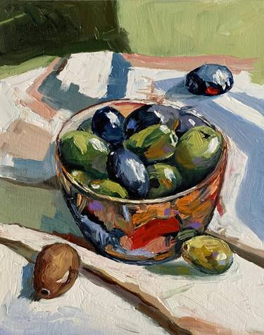 Olives. Still life Original oil painting. thumb