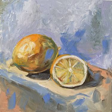Lemons. Still life Original oil painting. thumb