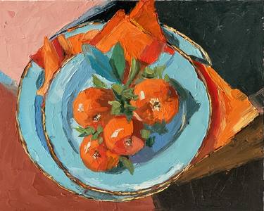 Tangerines, mandarins. still life. Original oil painting. thumb