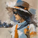 Fashion Woman Portrait in Hat. by Vita Schagen