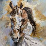 Woman with Horse. Portrait. by Vita Schagen
