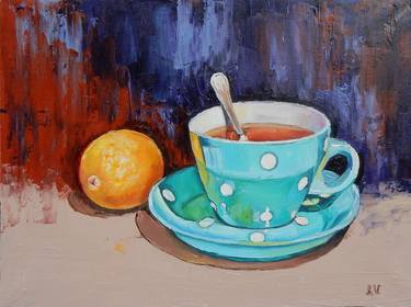 Teatime. still life: teacap and lemon. thumb