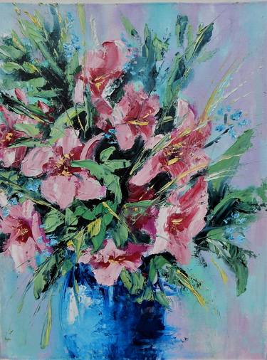 Bouquet of flowers in a vase. Still life. 30x40cm thumb