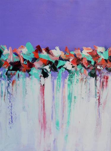 Symphony in violet. Abstract oil painting. Palette knife. thumb