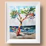 This is one of a kind original landscape painting. Abstract bright tree by the beach.  Seascape. It was done in acrylic on paper by using a palette knife, and carefully finished with a high quality varnish.
The painting is mounted in passepartout.
Dimensions: 30 x 42 x 0.1 cm (unframed) / 53.5 x 42 cm (mounted in passepartout)
Impasto painting. Palette knife.

Let me know if you have any questions! I will be happy to answer.
Thanks for looking!