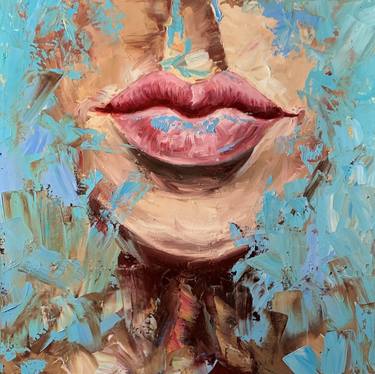 Lips. Abstract woman face. thumb