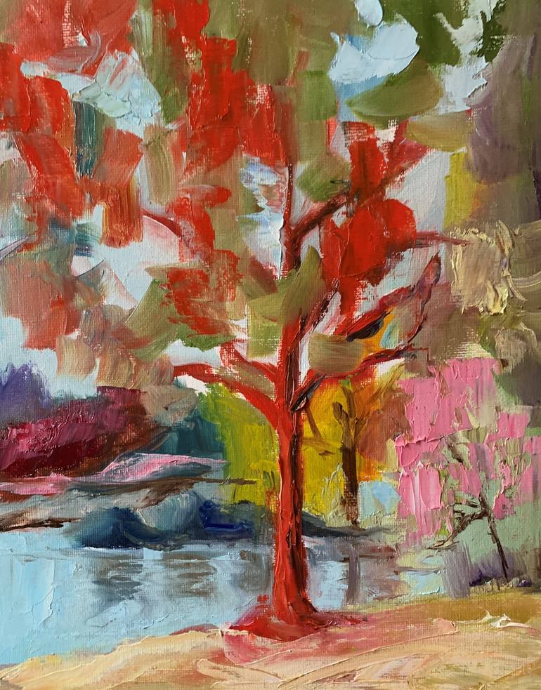 Abstract bright tree. Painting by Vita Schagen