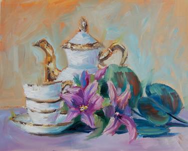Teacups, Flowers .Still life. thumb