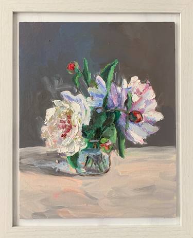 Peonies. Flowers. Framed Still life painting. thumb