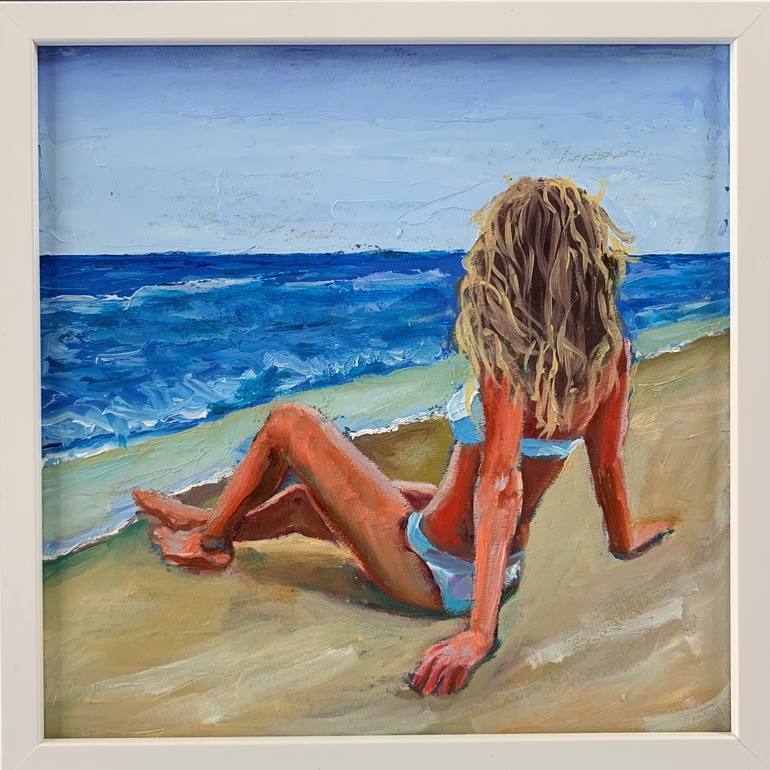 Woman on the beach Painting by Vita Schagen | Saatchi Art