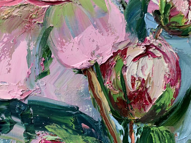 Peony. Garden Flowers. Impasto Palette knife original oil painting ...
