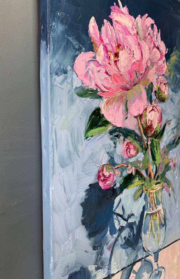 Peony. Garden Flowers. Impasto Palette knife original oil painting ...