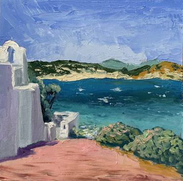 Landscape. Greece. Original  Palette knife oil painting. Framed. thumb