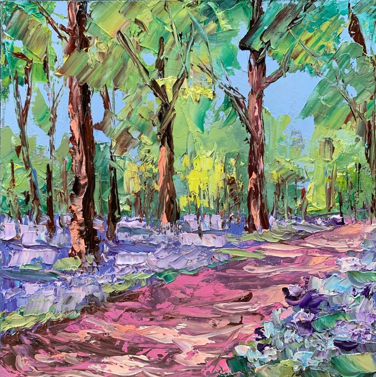 Landscape with the trees. Original impasto, Palette knife oil painting.  Framed. Painting by Vita Schagen
