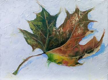 Autumn leaves. Original impasto, palette knife oil painting. thumb