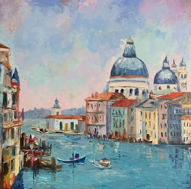 Venice. Italian City.Palette knife original oil painting. thumb