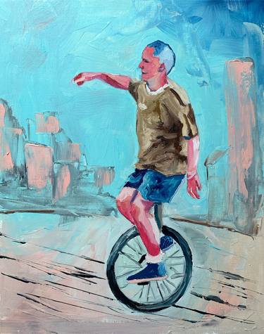 Men on unicycle. thumb