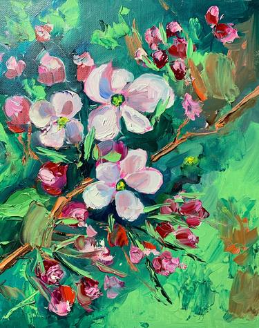 apple blossom branch painting