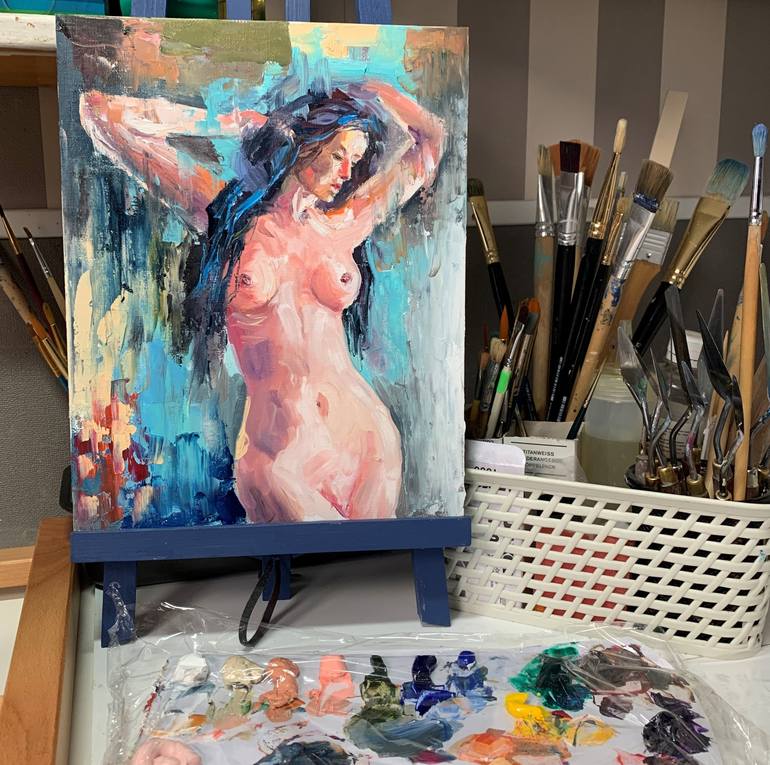 Original Expressionism Nude Painting by Vita Schagen