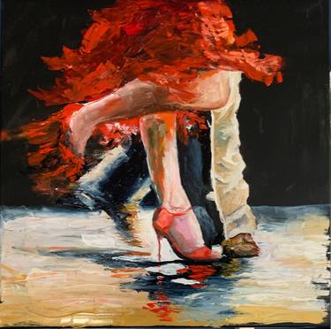 Tango dance. Impasto oil painting. thumb