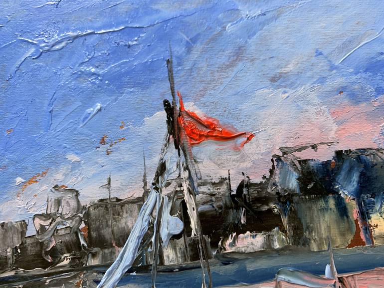 Original Expressionism Sailboat Painting by Vita Schagen