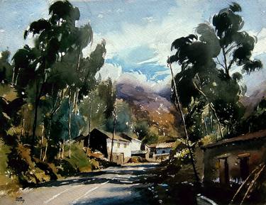 Print of Figurative Landscape Paintings by Oscar Cuadros