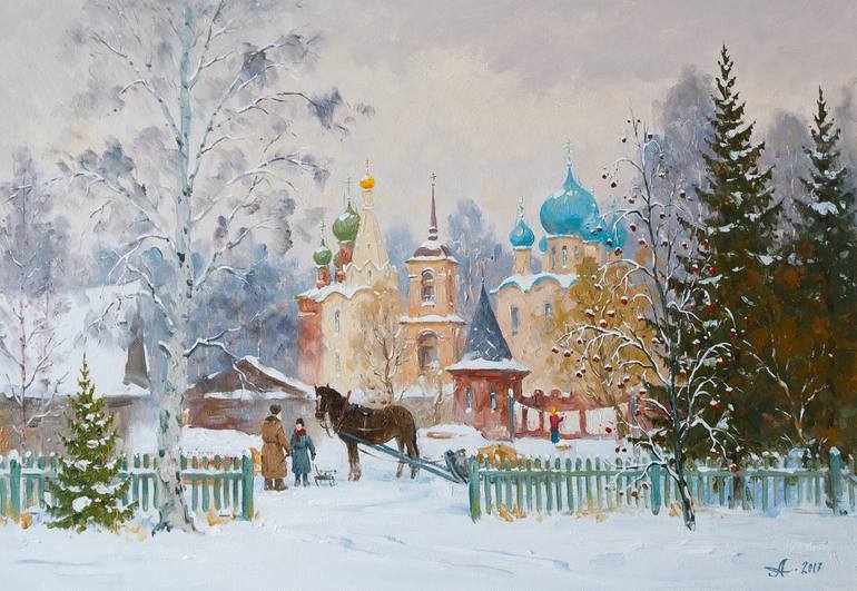 Russian winter. Great Ustug Painting by Alexander