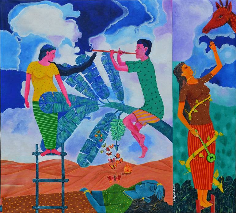 farmers on the ecstasy 3 Painting by Ramachandran Alias Gayatri Artist ...