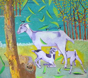 Print of Conceptual Animal Paintings by Ramachandran Alias Gayatri Artist Machingal