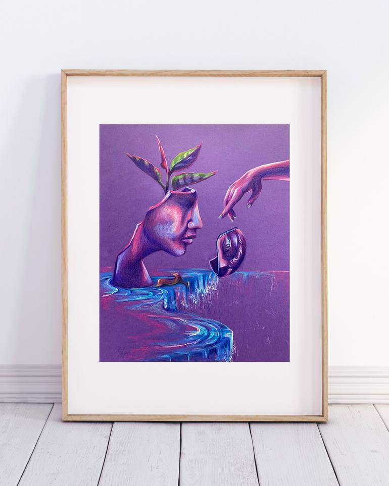 Original Surrealism Nature Drawing by Allyson Cook