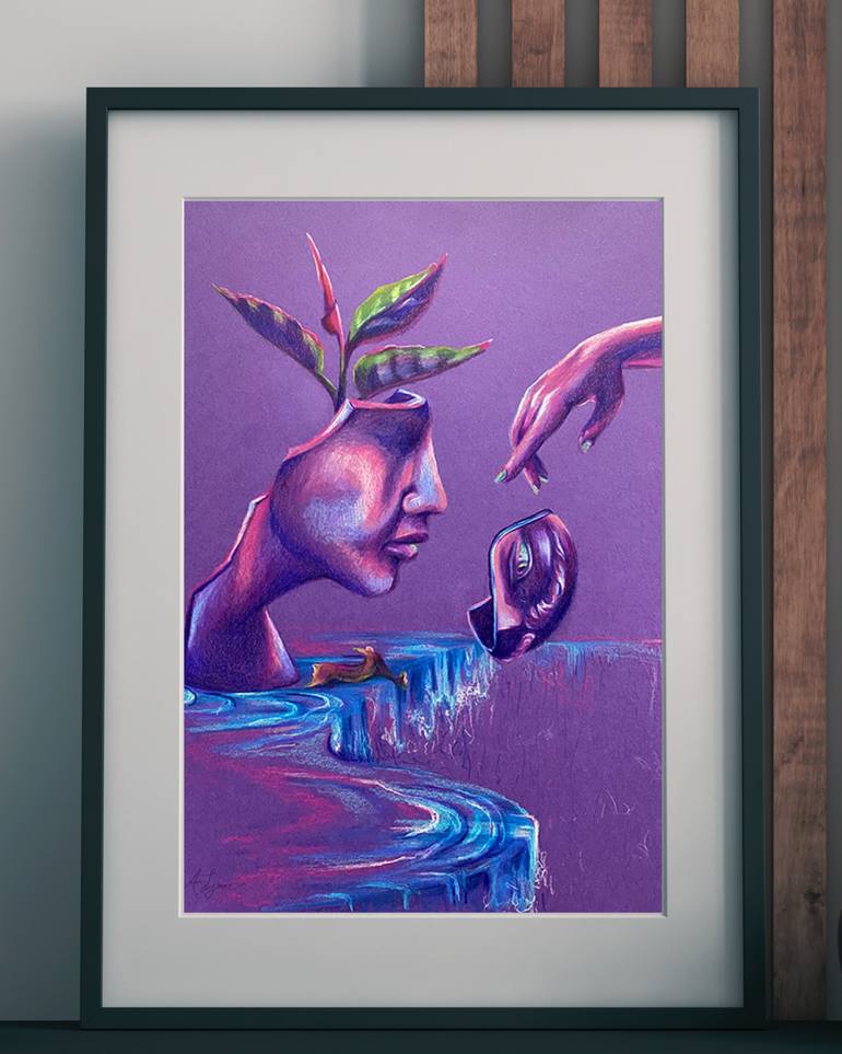 Original Surrealism Nature Drawing by Allyson Cook