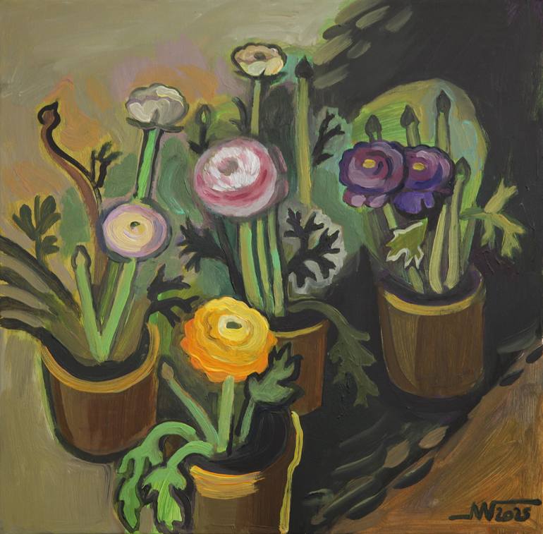 Print of Figurative Floral Paintings by Marina Gorkaeva