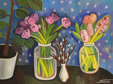 Print of Figurative Floral Paintings by Marina Gorkaeva