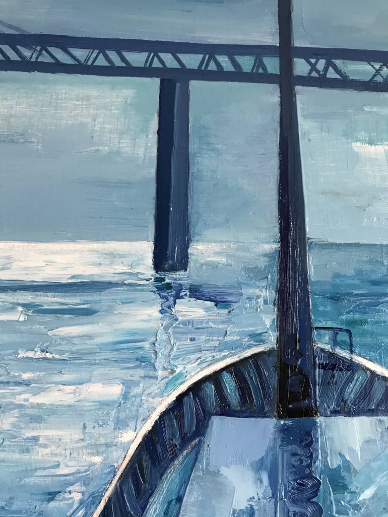 Original Abstract Expressionism Boat Painting by Ovsanna Harutyunyan