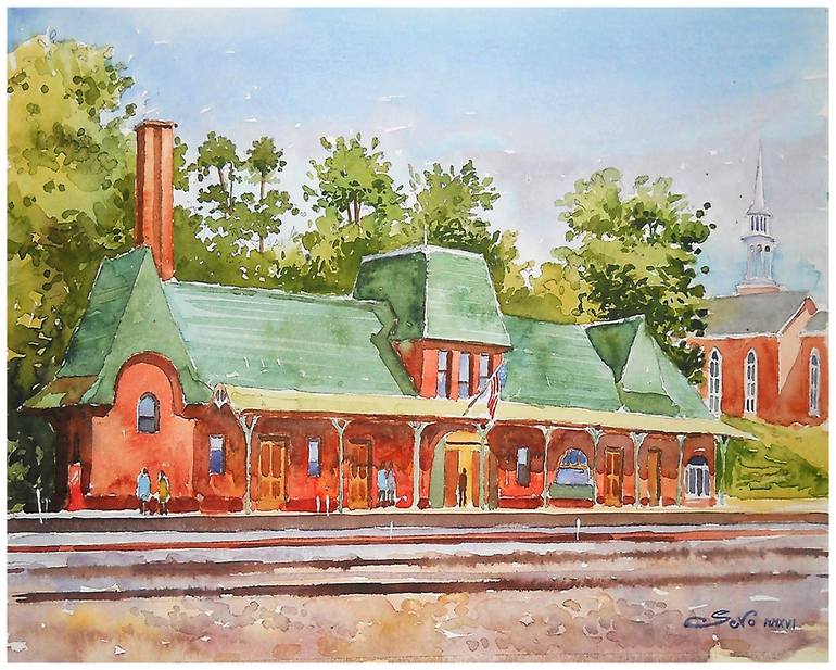 Keokuk train station Painting by Dejan Sevo | Saatchi Art