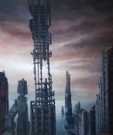 Original Conceptual Cities Paintings by Tobias de Haan