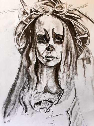 Original Expressionism Portrait Drawings by Sandi Ludescher