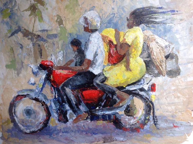 Family ride Painting by atsu numadzi | Saatchi Art