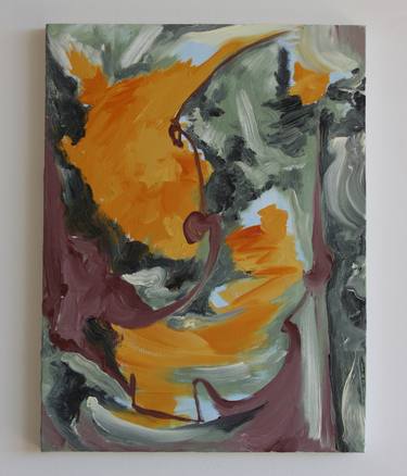 Orange,green,mauve abstract thumb