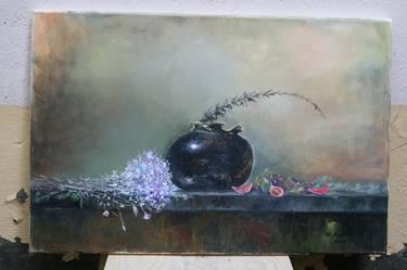 Saatchi Art Artist Agafitei Florinel; Paintings, “Ethernal flowers with japonese pot wear wall beautiful diaphane still life by Agafitei” #art