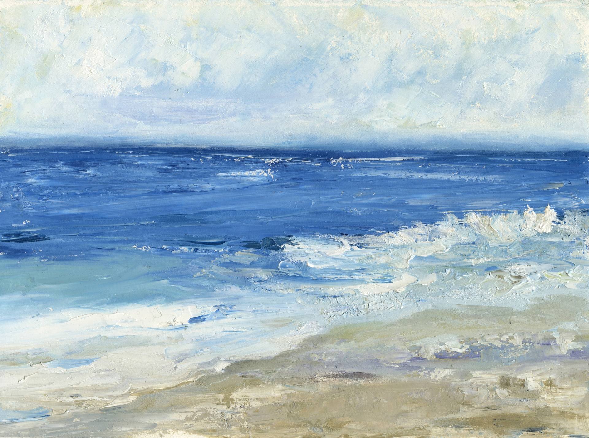Paço de Arcos beach at 5:00 PM Painting by Pedro Oliveira