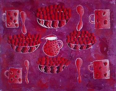 STRAWBERRIES AND CREAM = Contemporary Still Life Painting thumb