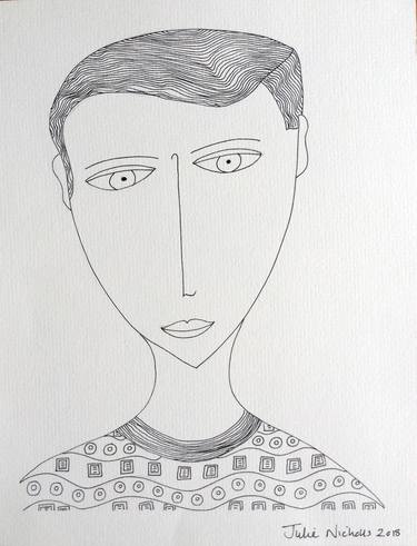 OLLIE - Portrait Of A Boy With Patterned Top Drawing thumb