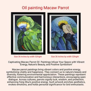OIL PAINTING MACAW PARROT thumb