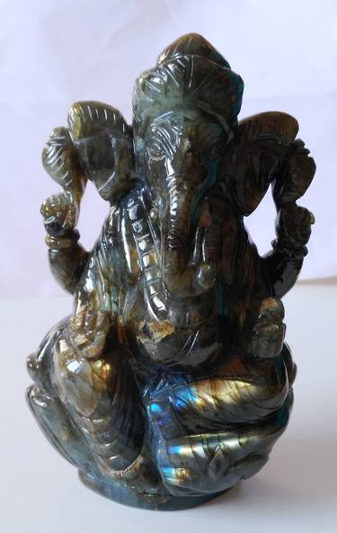 Labradorite Gemstone Ganesh Ji Hindu God Idol thumb