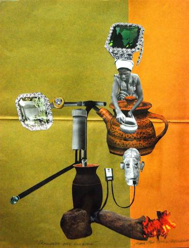 Original Dada Rural life Collage by MARITZA PEREZ