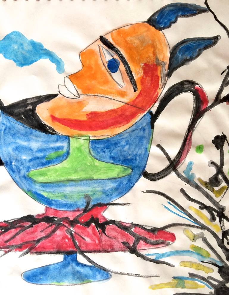 Original Dada Animal Painting by Maritza Perez