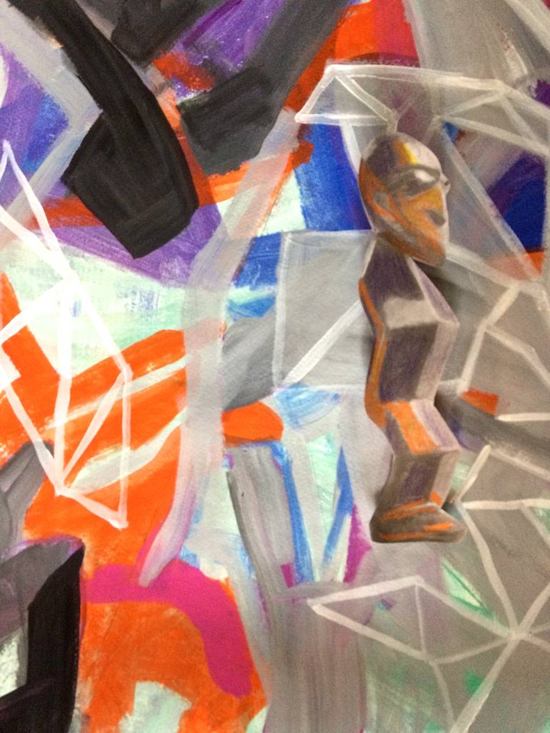 Original Cubism Geometric Painting by MARITZA PEREZ