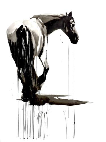 Ink study of a Friesian horse thumb